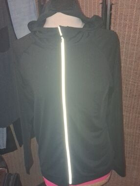 Black Hooded Jacket with Reflective Zip